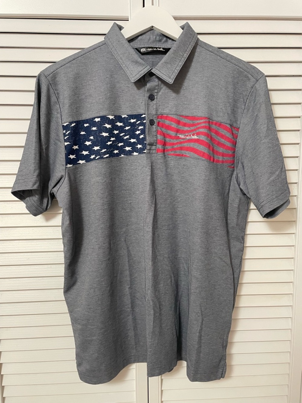 Pima Cotton Blend Travis Mathew Polo Shirt Golf American USA Flag Patriotic